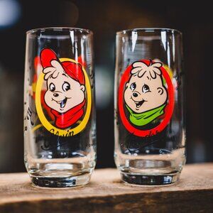🍹✨ Vintage Alvin & the Chipmunks Glasses – Alvin & Theodore 2/4 🍹✨